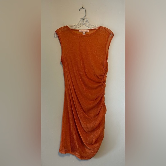 Hutch Alix Sheer Mesh Cover Up Mini Dress Cantaloupe Orange Size Large NWT - Picture 3 of 5